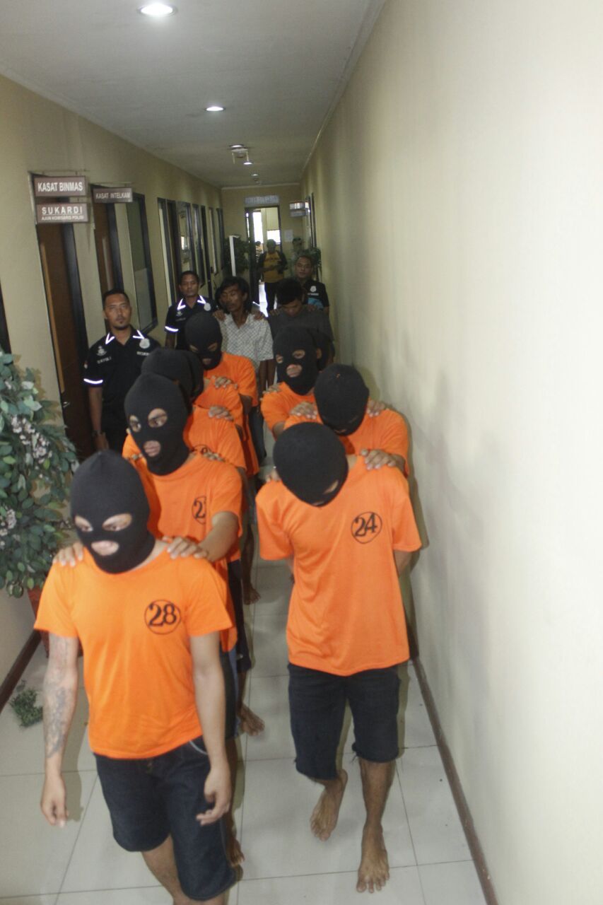 Para preman Pelabuhan Tanjung Priok yang dicokok polisi/Foto: Dok Polres Pelabuhan Tanjung Priok