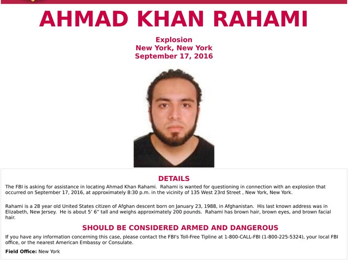 NYPD dan FBI Buru Ahmad Khan Rahami Terkait Ledakan Bom New York