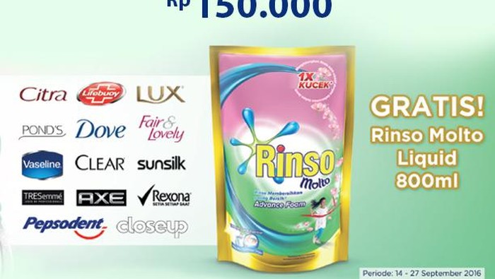 Gratis Rinso untuk Pembelian Produk Unilever di Transmart Carrefour