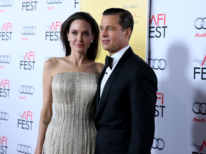 HOLLYWOOD, CA - NOVEMBER 05:  Writer-director-producer-actress Angelina Jolie Pitt (L) and actor-producer Brad Pitt attend Audi at the opening night gala premiere of By the Sea during AFI FEST 2015 presented by Audi at TCL Chinese 6 Theatres on November 5, 2015 in Hollywood, California  (Photo by Jonathan Leibson/Getty Images for Audi)