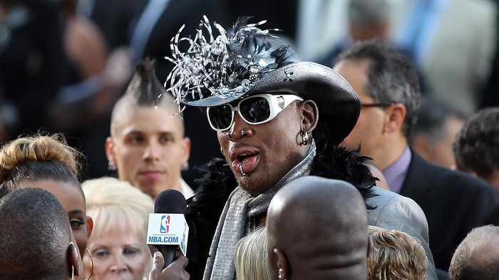Dennis Rodman SPRINGFIELD, MA - AUGUST 12: Inductee Dennis Rodman arrives to the Basketball Hall of Fame Enshrinement Ceremony on August 12, 2011 at Symphony Hall in Springfield, Massachusetts. (Photo by Jim Rogash/Getty Images)