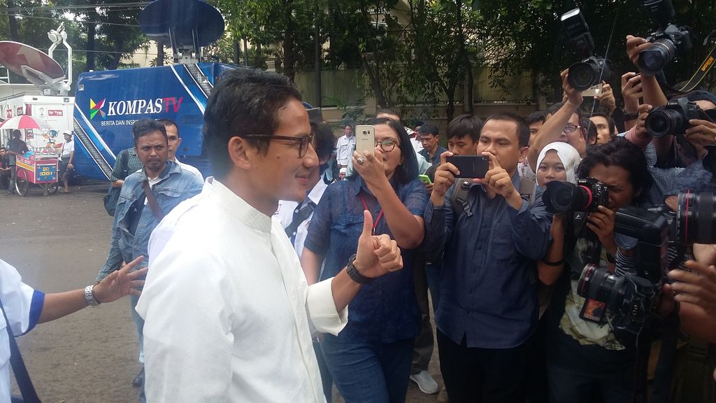 Sandiaga di lokasi (Foto: Yudhistira AS/detikcom)