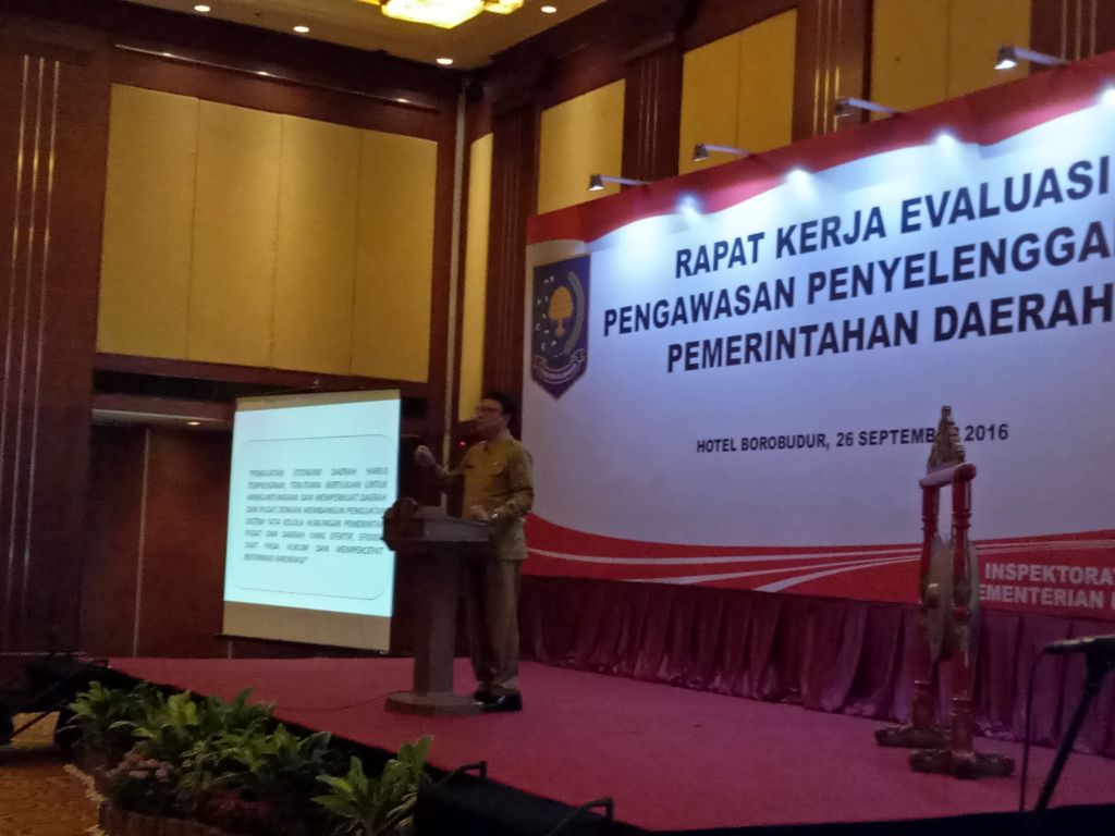 Mendagri Tjahjo Kumolo memberi sambutan (Ahmad Ziaul/detikcom)