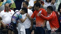 Wakil Gubernur DKI Jakarta Djarot Saefullah Hidayat menyaksikan secara langsung atlet DKI yang bertanding di Cabang Olahraga Senam Aerobik di GOR Arcamanik, Bandung, Jawa Barat, Selasa (27/09/2016).