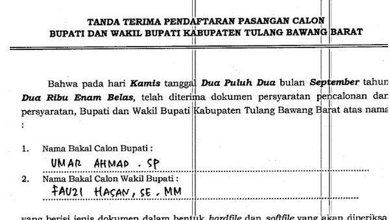 Pilkada Tulang Bawang Barat Hanya Diikuti 1 Pasang Calon yang Diusung 10 Parpol Pilkada Tulang Bawang Barat Hanya Diikuti 1 Pasang Calon yang Diusung 10 Parpol