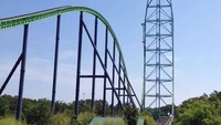 Kingda Ka, wahana roller coaster yang berada di taman bermain Six Flags Great Adventure, Jackson, New Jersey merupakan jalur tertinggi dan tercepat di dunia. Puncak jalurnya setinggi 139 meter (Six Flags Great Adventure/Facebook)