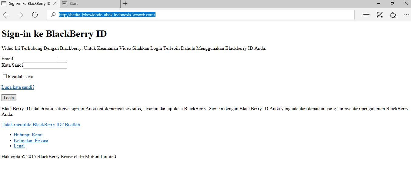 Situs Phising BlackBerry Messenger.