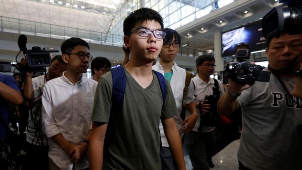 Aktivis prodemokrasi Hong Kong, Joshua Wong, yang sempat memimpin gerakan yang melumpuhkan Hong Kong selama beberapa pekan, 2017.