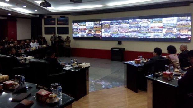 Foto: video conference di Mabes Polri (Idham/detikcom)