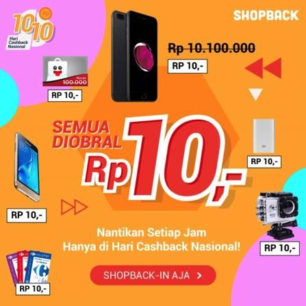 Hari Cashback Nasional: Cashback hingga 50% di 110 E-Commerce, iPhone 7 Cuma Rp 10!