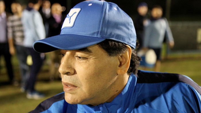 Diego Maradona Diego Armando Maradona is seen during a training session at SS Lazio Training Center on October 10, 2016 in Rome, Italy.