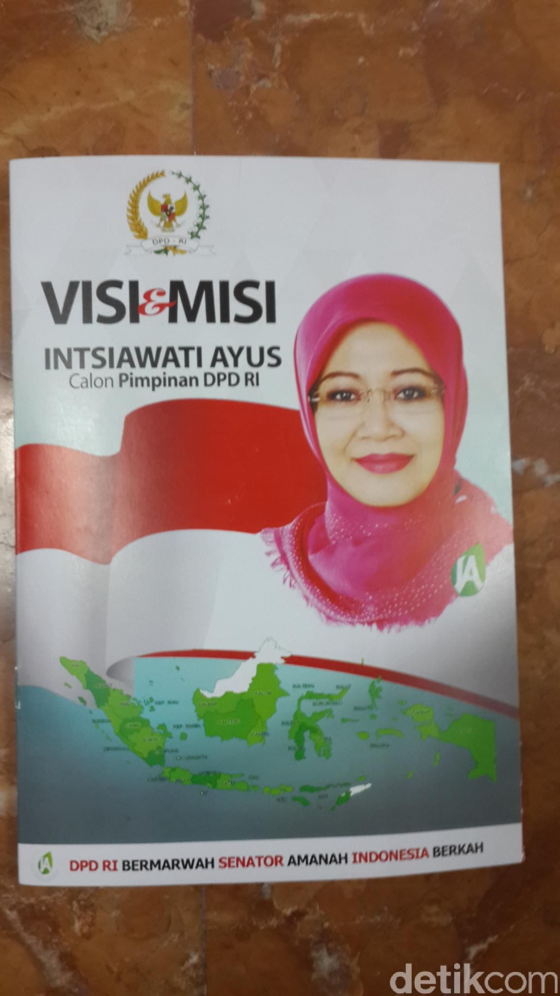 Senator DPD bagi bagi bunga dan buku visi misi (Foto: Elza Astari R/detikcom)