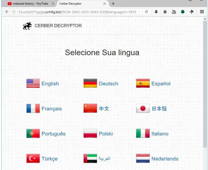 Gambar 1: Permintaan tebusan dalam 12 bahasa.