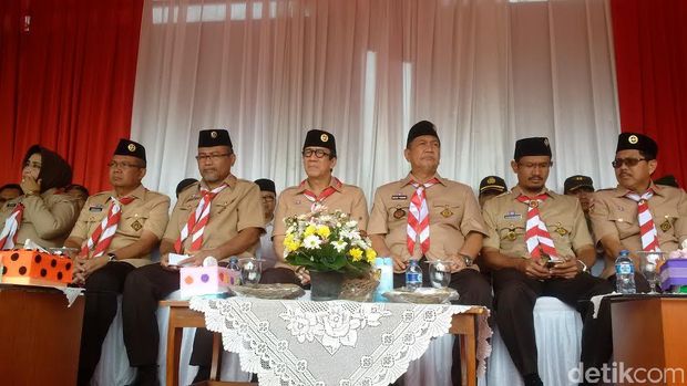 Menkum HAM Yasonna Laoly dalam pembukaan Jambore Kemanusiaan Ditjen Pemasyarakatan di Bumi Perkemahan Lapangan Kerkoff