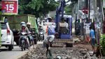 Ada Pengecoran, Lalin Jalan Buaran Tangsel Macet