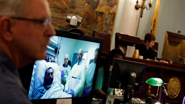 Rahimi dihadirkan dalam sidang via video conference dari rumah sakit