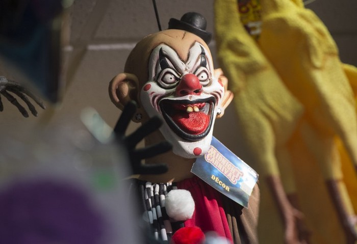 Halloween costumes and props, including a 