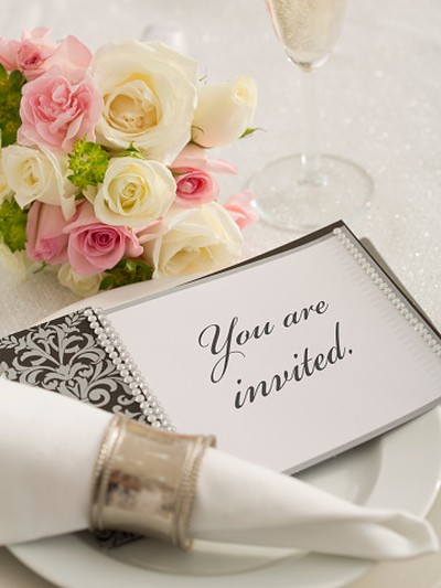 Wedding invitation on plate