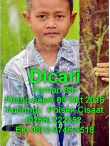 Orang Tua dan Polisi terus Cari Bocah Farhan yang Sudah 10 Hari Hilang