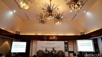 Suasana konfrensi pers terkait hasil survei Kinerja Petahana dan Peluang Para Penantang dalam Pilkada DKI’.
