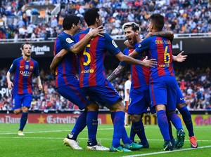 Penalti Messi di Injury Time Menangkan Barca atas Valencia