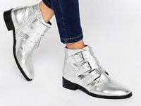 silver leather ankle boots