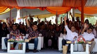 Deklarasi kampanye damai dihadiri oleh ratusan pendukung tiga calon gubernur dan wakil gubernur DKI.