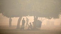 Sejumlah polisi nampak berjaga di sebuah taman di New Delhi. REUTERS/Cathal McNaughton.