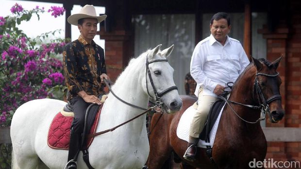 Jokowi Berkunjung ke Kediaman PrabowoPresiden Republik Indonesia Joko Widodo didampingi Menko Kemaritiman Luhut Binsar Panjaitan mendatangi kediaman dari Ketua Umum Partai Gerindra Prabowo Subianto di Hambalang, Kabupaten Bogor, Senin (31/10/2016). Selama pertemuan tertutup, Prabowo memberi sejumlah masukan untuk pemerintahan Jokowi. Dia juga punya perhatian khusus terkait masalah keamanan. Grandyos Zafna/detikcom