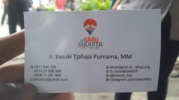 Kartu nama Ahok yang pernah dibagikan /