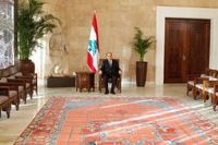 Presiden baru Lebanon Michel Aoun di Kantor Presiden