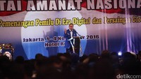 Ketua Umum DPP Partai Amanat Nasional (PAN) Zulkifli Hasan memberikan pidato politik saat acara Lokakarya Nasional PAN bertema ‘Strategi Pemenangan Pemilu di Era Digital’.