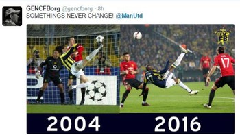 Gol ke gawang MU ternyata sama gayanya seperti yang dilakukan pemain Fenerbahce beberapa tahun lalu. Foto: Istimewa