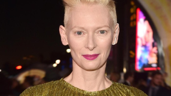 LONDON, ENGLAND - OCTOBER 24:  Tilda Swinton in front of the Doctor Strange inspired 3D Art at a fan screening, to celebrate the release of Marvel Studios Doctor Strange at the Odeon Leicester Square, on October 24, 2016 in London, United Kingdom.  (Photo by Jeff Spicer/Getty Images for Disney)