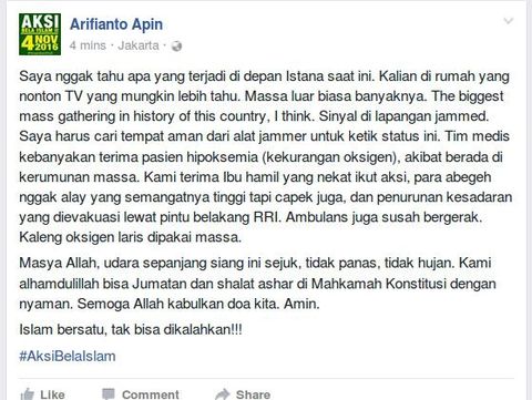 Kekurangan Oksigen Jadi Masalah Kesehatan Utama Massa di Demo 4 November