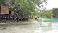 Menuju Pulau Rufas dengan menggunakan boat, sepanjang perjalannya menyajikan pemandangan gugusan karang menjulang khas Raja Ampat yang menakjubkan (Sukma/detikTravel)