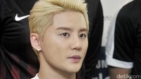 Wajah tegang Junsu JYJ saat press conference sebelum pertandingan. Pool/Noel/detikFoto.