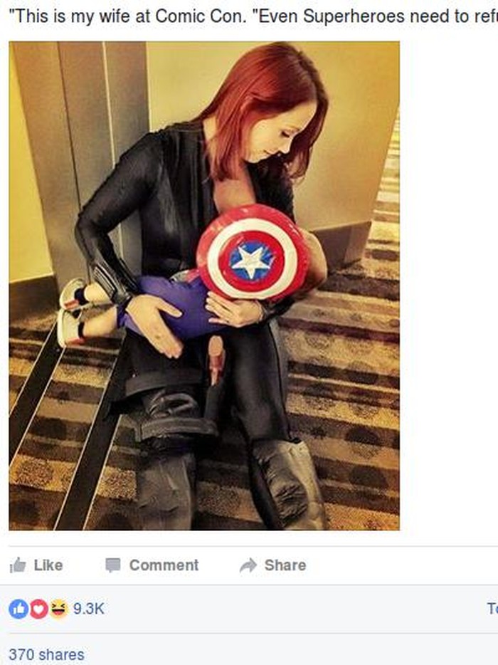 Ketika Perisai Captain America Jadi Penutup Payudara Ibu Saat Susui Bayinya