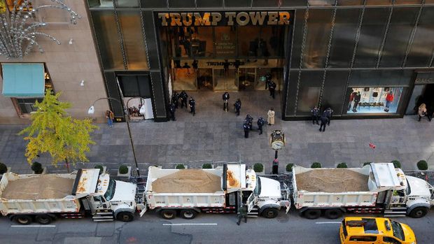 Trump Tower dijaga polisi, truk pasir disiagakan sebagai barikade