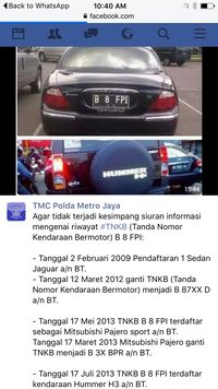 Penjelasan Polisi Soal Foto Mobil Mewah Berpelat 'FPI' yang Ramai di Medsos