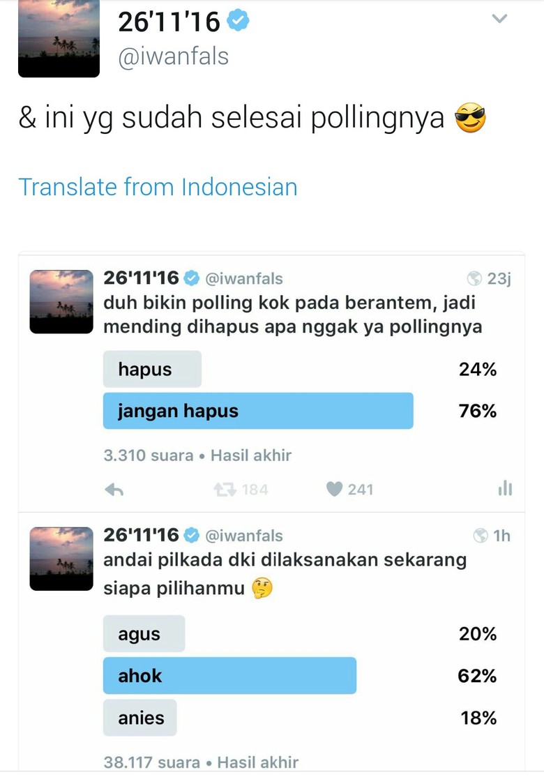 Ramai Di Medsos Iwan Fals Bikin Polling Pilkada DKI Siapa Menang Ramai Di Medsos Iwan Fals Bikin Polling Pilkada DKI Siapa Menang