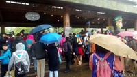 Foto: Antrian untuk menikmati setiap wahana permainan di taman rekreasi ini cukup padat. Seperti saat saya hendak naik kereta uap Nairobi Express yang akan mengantar saya melihat-lihat aneka satwa yang hidup di area seluas 75 hektar (Wahyu/detikTravel)