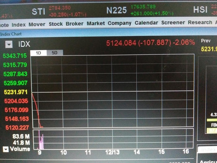Jatuh Makin Dalam, IHSG Melorot 2,06% dalam 10 Menit Perdagangan