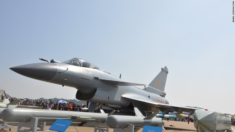 A Chinese Air Force J-10 fighter on display an Airshow China in Zhuhai November 2016. (Brad Lendon/CNN)