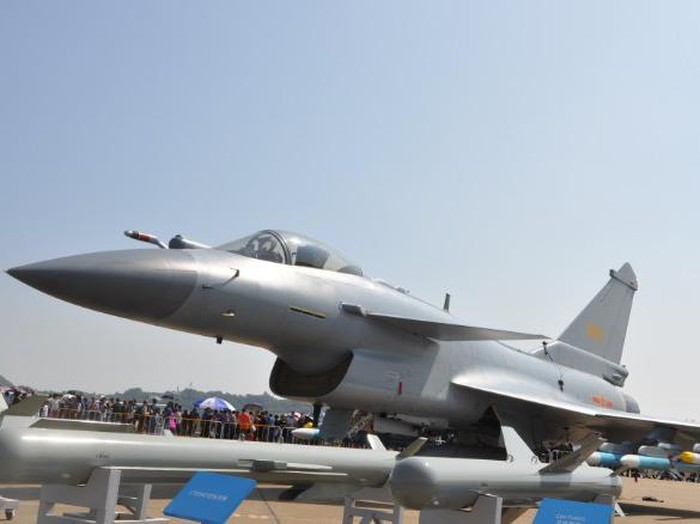 A Chinese Air Force J-10 fighter on display an Airshow China in Zhuhai November 2016. (Brad Lendon/CNN)