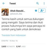Ahok: Terima Kasih untuk Dukungan yang Mengalir, Harapan Masih Ada