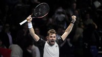Wawrinka selanjutnya akan menghadapi Andy Murray yang sudah meraih dua kemenangan. Sejauh ini, belum ada petenis dari Grup John McEnroe yang lolos ke semifinal. Reuters / Toby Melville.