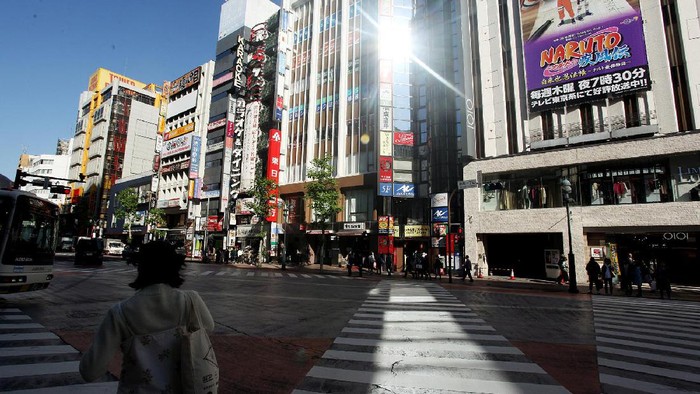 Ilustrasi Shibuya Crossing di Tokyo, Jepang