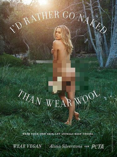 Kampanye Anti Pemakaian Bulu Domba, Alicia Silverstone Tampil Tanpa Busana