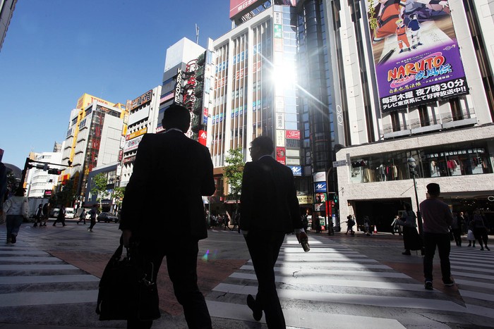 Ilustrasi Shibuya Crossing di Tokyo, Jepang